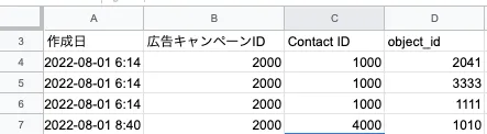 一番右のobject idに注目